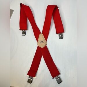 CLC Red Work Suspenders with Silver Clips